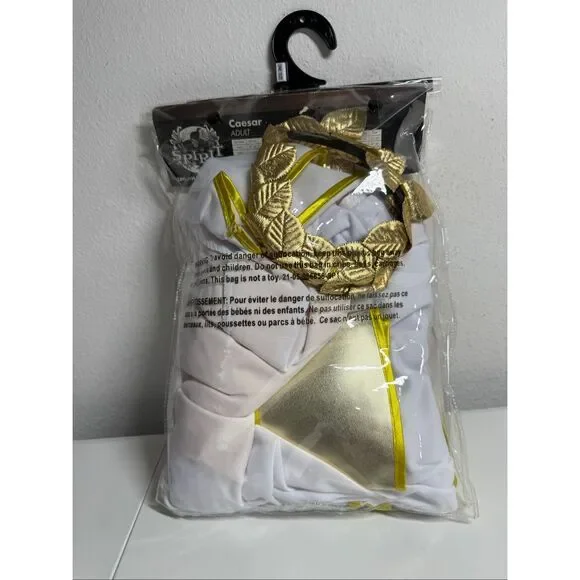 NWT Spirit Caesar White Costume with Gold Trim Adult Halloween Party One Size - Picture 5 of 8